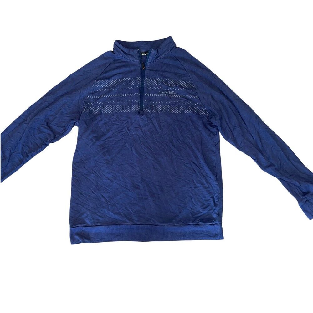 Travis Mathew Sweatshirt Men's Size Large Blue Gulf Shores 1/4 Zip Golf Pullover